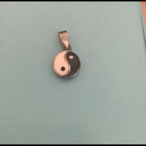 Black and white sterling yin yang charm